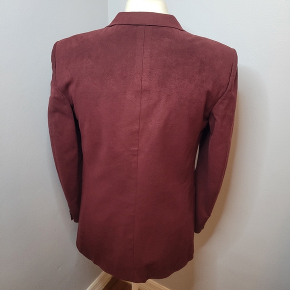 Vintage Men's Medium Suede Dark Red Dinner Jacket Burgundy Old Money Fall Winter - Picture 3 of 16